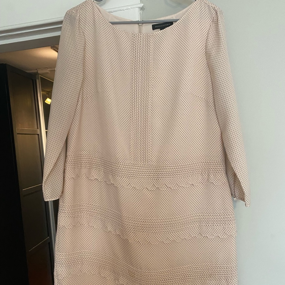 Soft pink and black polka dot Banana Republic dress